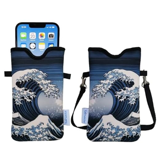 Tainada Neoprene Phone Pouch Bag w/Crossbody Strap (The Great Wave Japan)