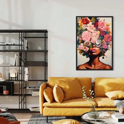 Portraits floraux de femmes sur toile lot de 3 pour décoration murale esthétique du salon