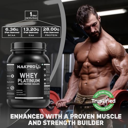 Image of NAKPRO NUTRITION Platinum Whey Protein Isolate | 1kg Chocolate, Jar | 28g Protein| Trustified Certified