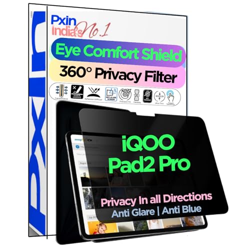 Image of PxIn Tablet Privacy Screen Guard compatible with iQOO Pad2 Pro | No.1 | Anti Glare | Anti Blue Light | Anti UV | 4 Way Privacy Filter | 360 Privacy | Eye Protect