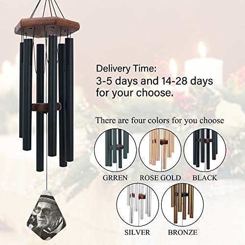 Image of Memorial Wind Chimes Outdoor Deep Tone, 44 Inches Sympathy Wind Chimes with 6 Tubes Tuned Bass Tone, Personalized Wind Chimes Outdoor for Wedding, Anniversary, or Other Occasions
