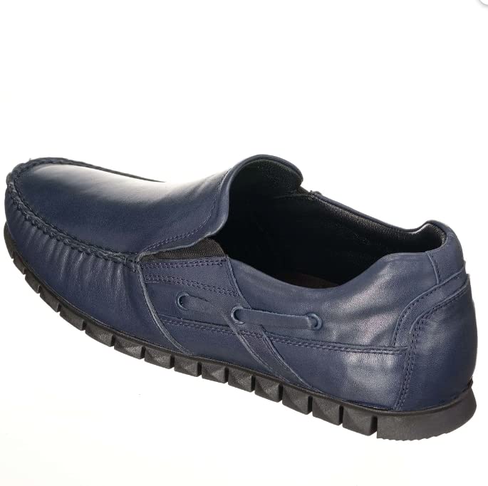 DALGALA Men's Navy Blue Big Size Handmade Leather Penny Loafers Casual Shoes Driving Loafers Slip On Shoes3