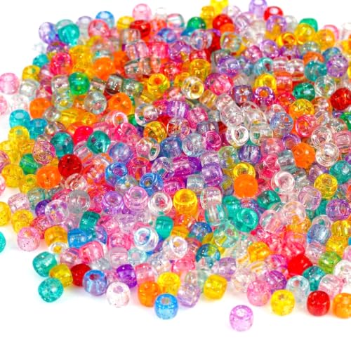 Image of PATPAT 1000Pcs Glitter Pony Beads for Bracelet Making Kit, 9mm Beads Kit | Acrylic Jewellery Making Materials Kits, Bead Set for Craft for Necklace Bracelet Earring Phone DIY Kits Materials