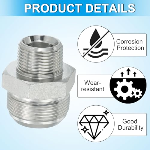 Image of PATIKIL Pipe Adapter Connector 1-7 /8 inch Male 74 Flare JIC x 1 inch Male R Pipe Fitting Oil Feed Restrictor Fitting Hydraulic Connector for Oil Steam Water Pipelines System