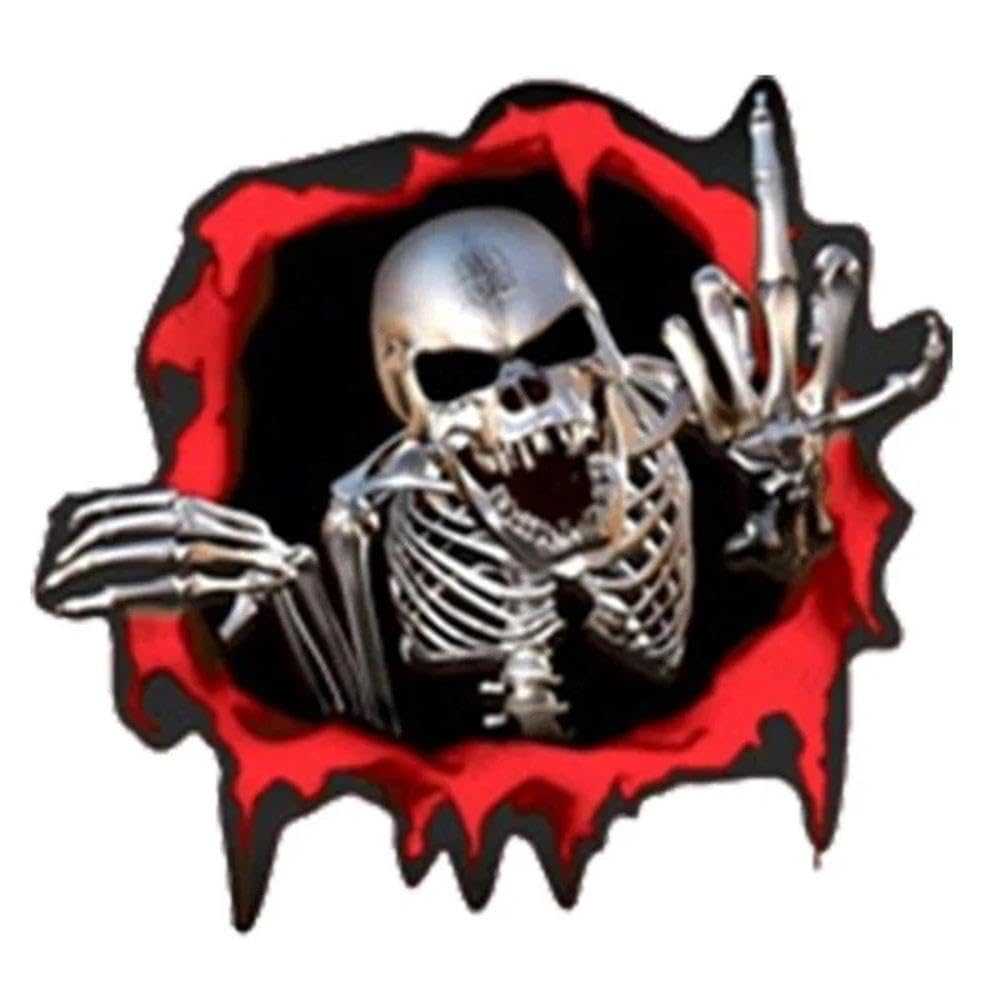 Car Stickers Decor Motorcycle Decals Skeleton Skull in The Bullet Hole Decorative Accessories