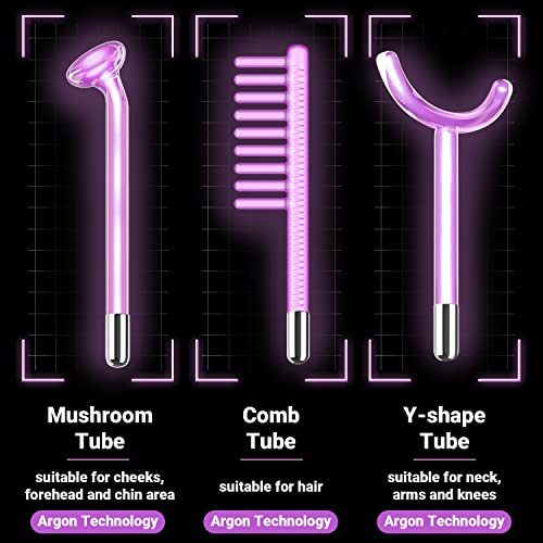 High Frequency Facial Wand - UUPAS Portable High Frequency Facial Machine with 6 Pcs Different Tubes(Orange & Purple) - Image 4