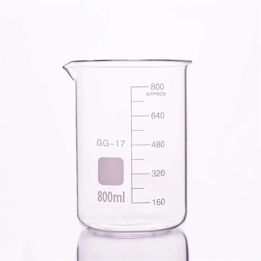Vaso de precipitados de laboratorio 2 piezas Vaso de precipitados de vidrio de 800 ml en forma baja para escala de laboratorio de química Medición de laboratorio Suministros de oficina de educación