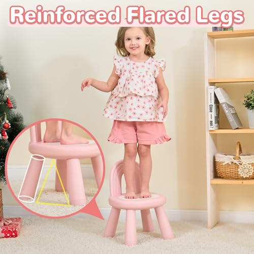 Image of KidBloom Toddler Chair, Sturdy Anti-Tip Kids Chair, Lightweight Small Plastic Child Chair for Toddlers 1-3, Rainbow Backrest Ergonomic Design, Pink