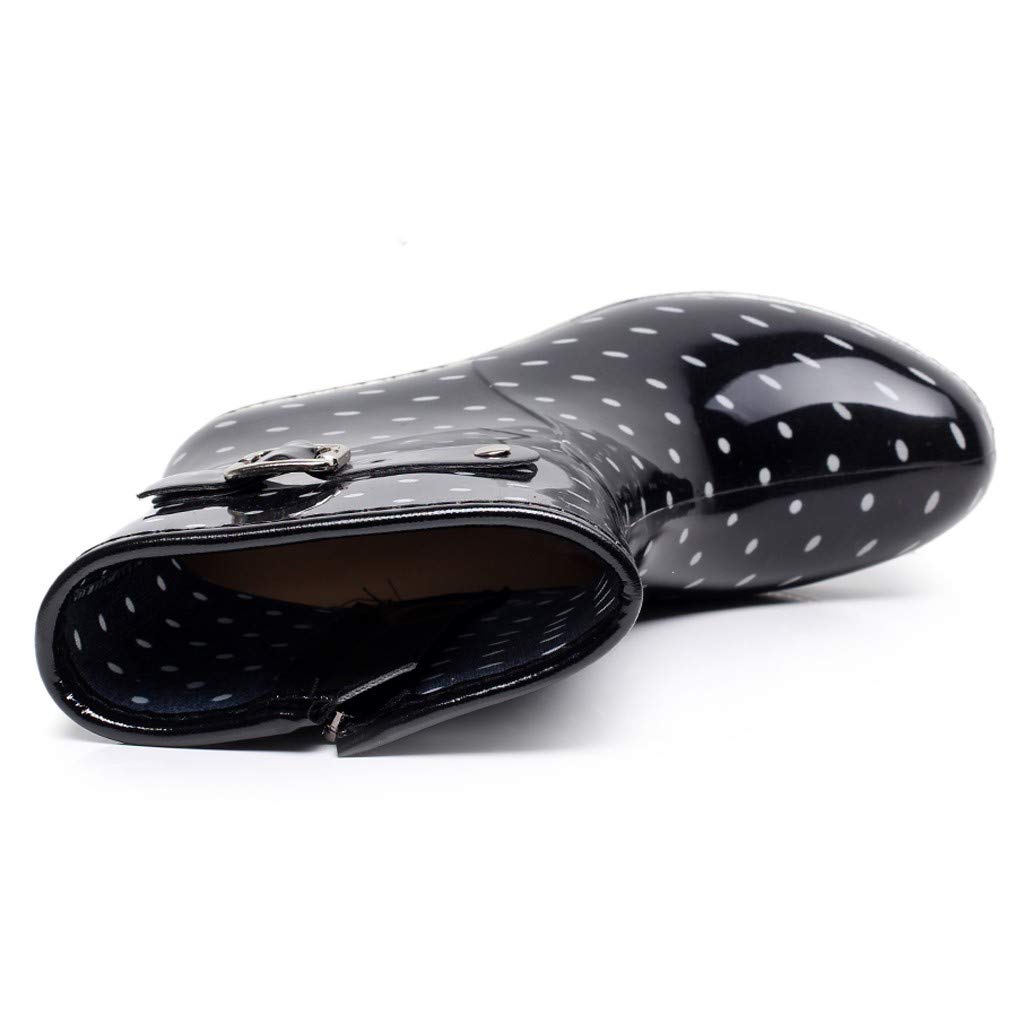 Bottes en caoutchouc compensées pour femme - Bottes en caoutchouc à plateforme mi-mollet - Imperméables et antidérapantes - Fermeture éclair latérale - Bottes de pluie confortables et tendance avec
