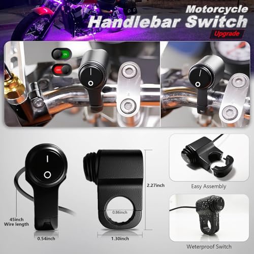 Image of Replacement Controller with Handlebar Switch Brake Turn Signal Smart Energy-Saving Functions APP /RF Remote Control, 4Pin Control Box with 5A Fuse for Motorcycle RGB LED Underglow Lights