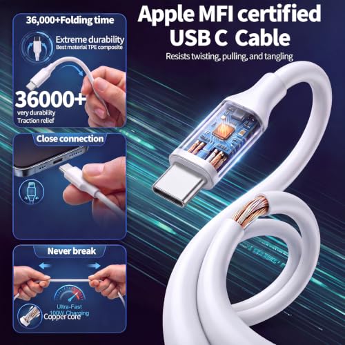 60W USB C Ladekabel für iPhone Duo 18 17 mit 2M USB C Schnellladekabel – Ansicht 5