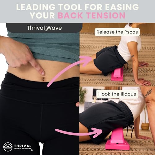 Image of Thrival Wave - Fully Adjustable Psoas, Back and Hip Flexor Muscle Release Tool with Thrival App for Targeted Routines, Deep Tissue, Trigger Point Massage (Pink) - Made in USA