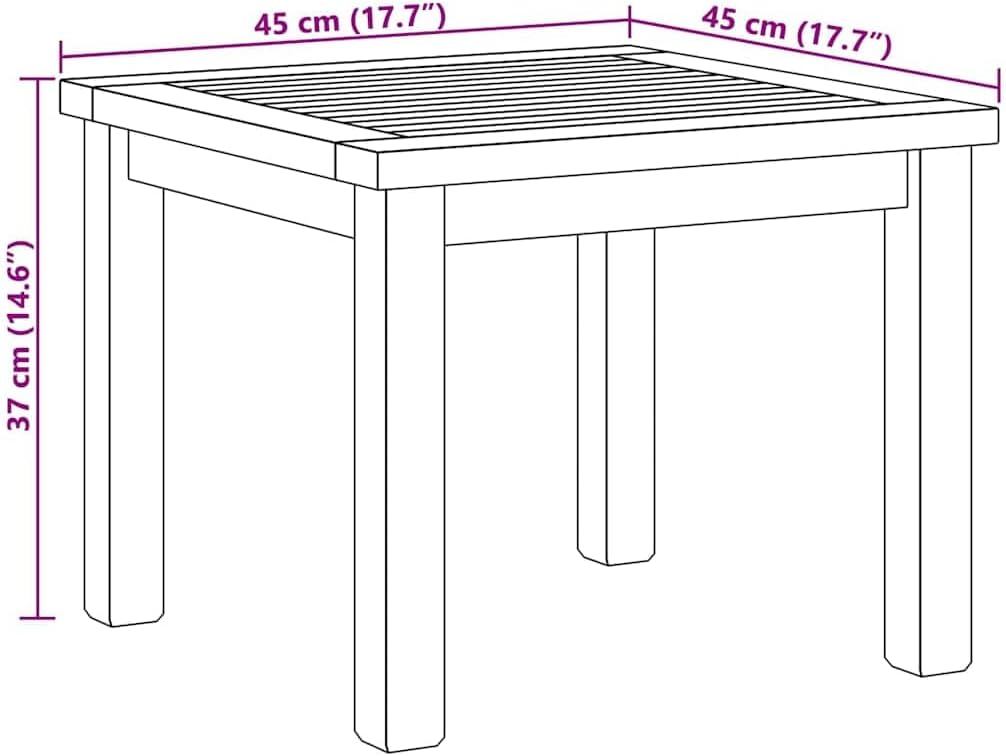 Modern Coffee Table Brown Solid Teak Wood 17.72 x 17.72 x 14.17 in Small Patio Tables Outdoor Garden Table Backyard Tables Balcony Table
