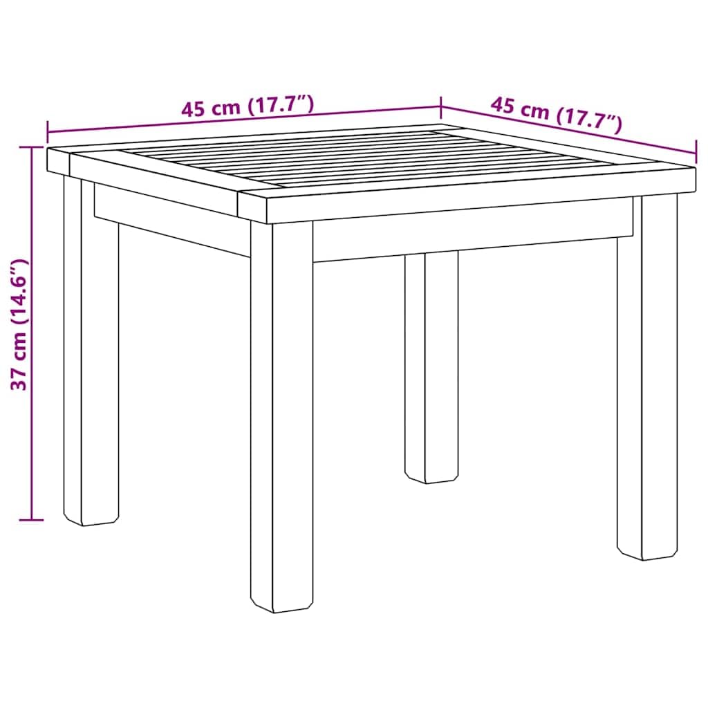 Tavolino da salotto marrone in legno massello teak, 45 x 45 x 36 cm, resistente alle intemperie, per giardino, terrazza, balcone e veranda, come tavolino d'appoggio per esterni e gruppo di