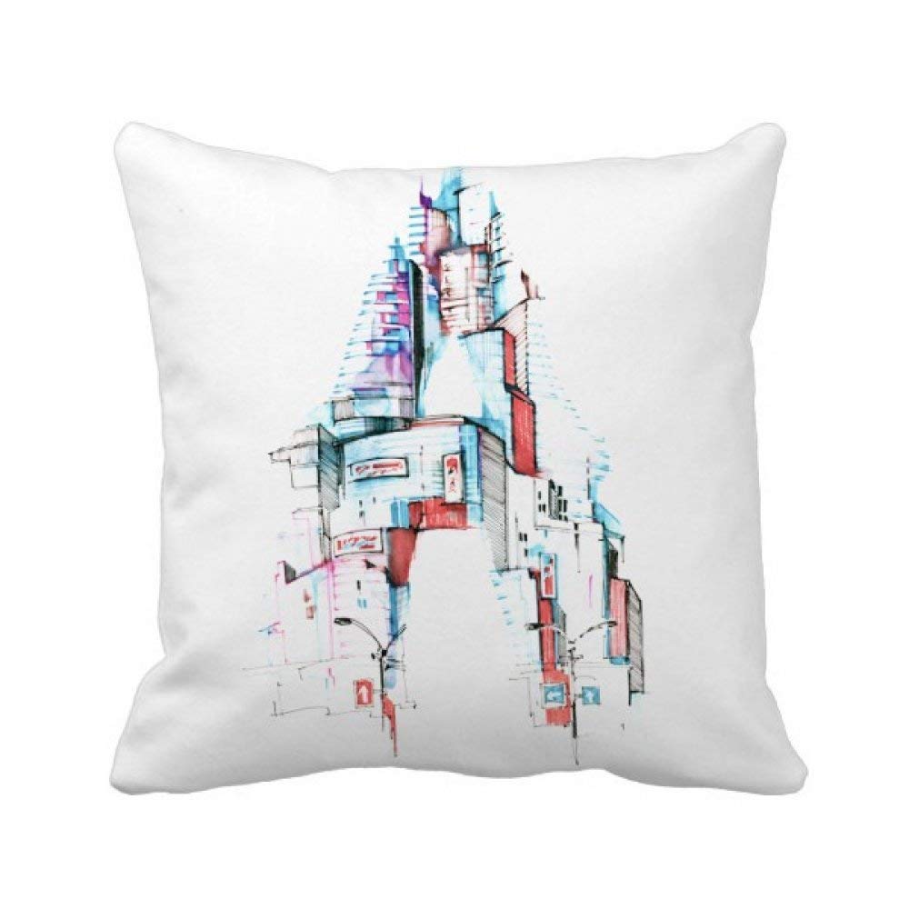Coussin moderne aquarelle de bâtiment pour créer un coin lecture cosy et chaleureux