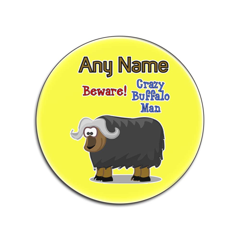 Dessous de verre rond jaune Crazy Buffalo Man lot de 4 support rigide brillant
