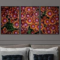 3 Piece Framed Canvas Wall Art Yellow Cluster Flowers and Colorful Bouquet Canvas Prints Home Artwork Decoration for Living Room,Bedroom - 16