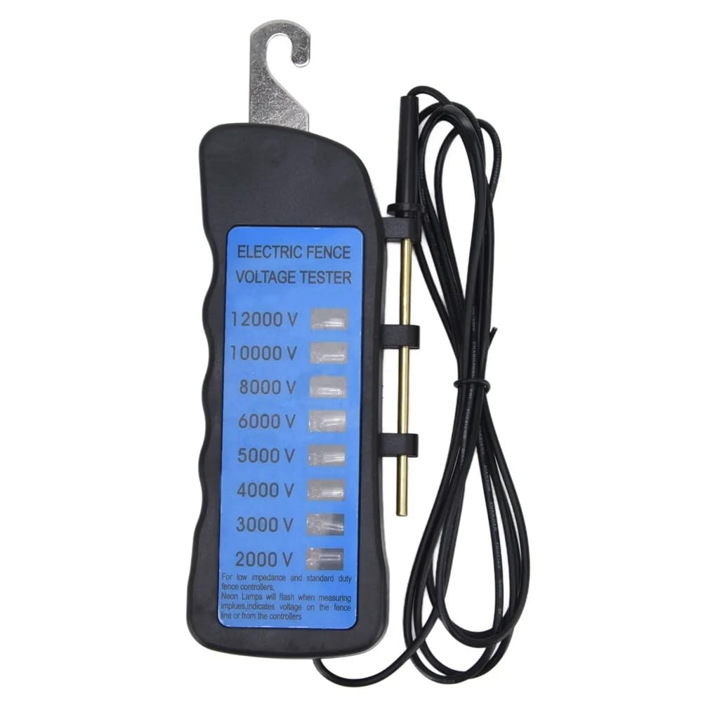 Htuteyy Fence Tester 12Kv Neon Voltage Tester 8 Indicator Lights 2000-12000V Waterproof For Farm Fencing Testing