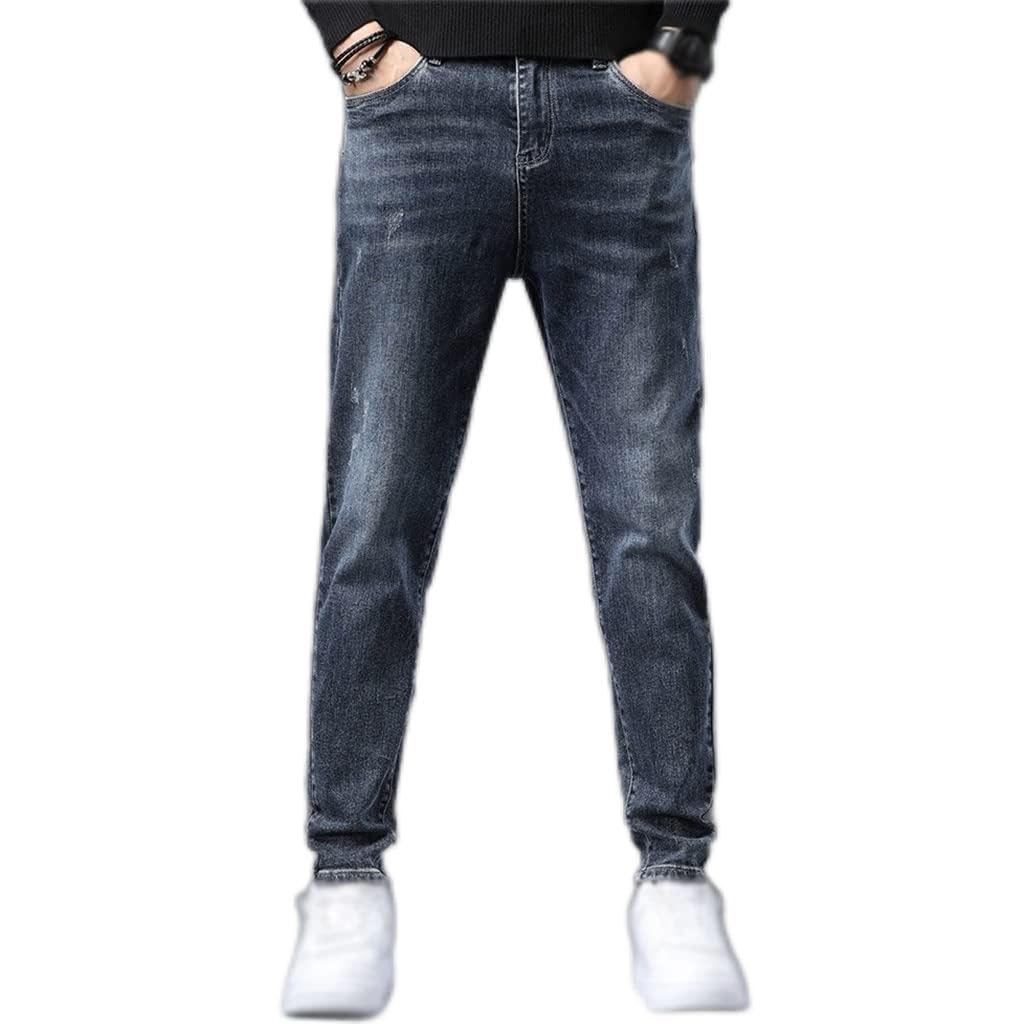 Harem Pants Men Regular Fit Stretch Jeans Classic Cotton Business Casual Denim Trousers