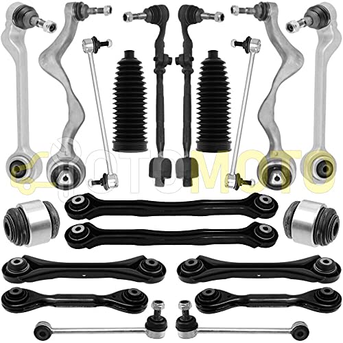 4 X Triangoli Braccio di sospensione inferiore sinistro/destra/superiore 4XRottule di sterzo interna sinistra/destra asse anteriore 2 X Biellette di barra stabilizzatrice sinistra/destra 2XTriangoli Braccio di sospensione superiore sinistro/destra 4XTriangoli Braccio di sospensione superiore sinistro/destra 2XBiellette di barra stabilizzatrice posteriore e 2XSilent Block di sospensione posteriore 2XManicotti di sterzo in gomma anteriore