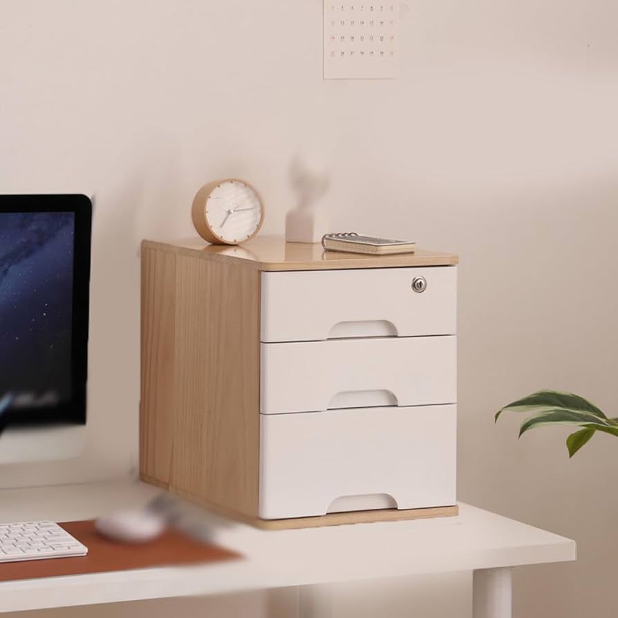 Amazon｜MJKQ9 鍵付き 引き出し 木製 収納ボックス 大容量 木目