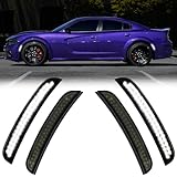 VKLK Side Marker Lights for Charger 2015-2023. Front & Rear LED Fender Light Set Smoked Lens, White Parking Lamp Functionality, Compatible with Charger SXT, for Scatpack, for SRT Hellcat, 4Pcs