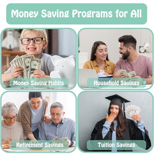 Image of 100 Envelopes Money Saving Challenge Binder, Savings Challenges Book with Envelopes & Challenge Trackers to Save $5,050 and $500 and $10,000, A5 Budget Binder Money Saving Book, Light Green