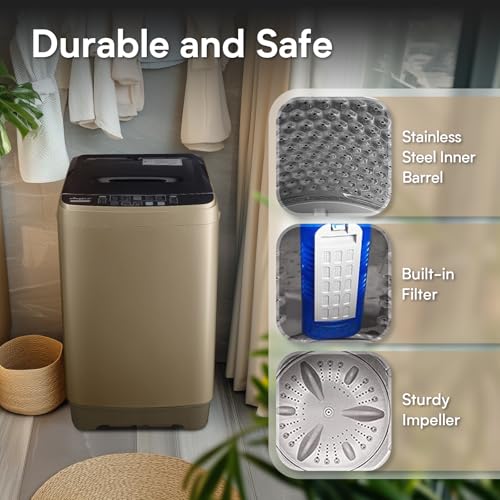 Image of Anypro Washing Machines 17.8LBS Full Automatic Clothes Washer and Spinner Combo with 10 Programs and 8 Water Levels, Laundry Wash Spin Dryer for Apartment RV Dorm Home, Gold
