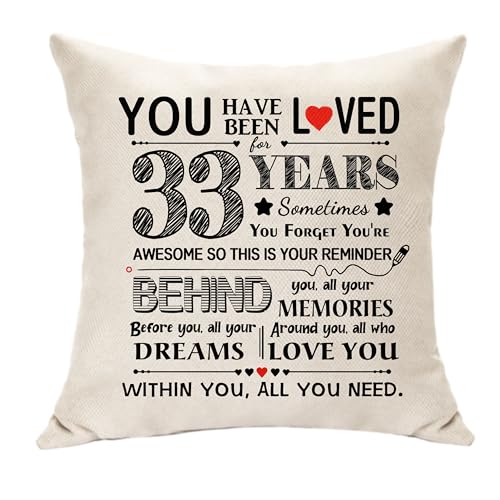 Hasodeo Birthday Gifts for Her Him Unique Cushion Cover Decorative Gift for 10-75 Years Old Women Men Birthday Presents Keepsake Throw Pillow Covers 45 x 45 cm (33)