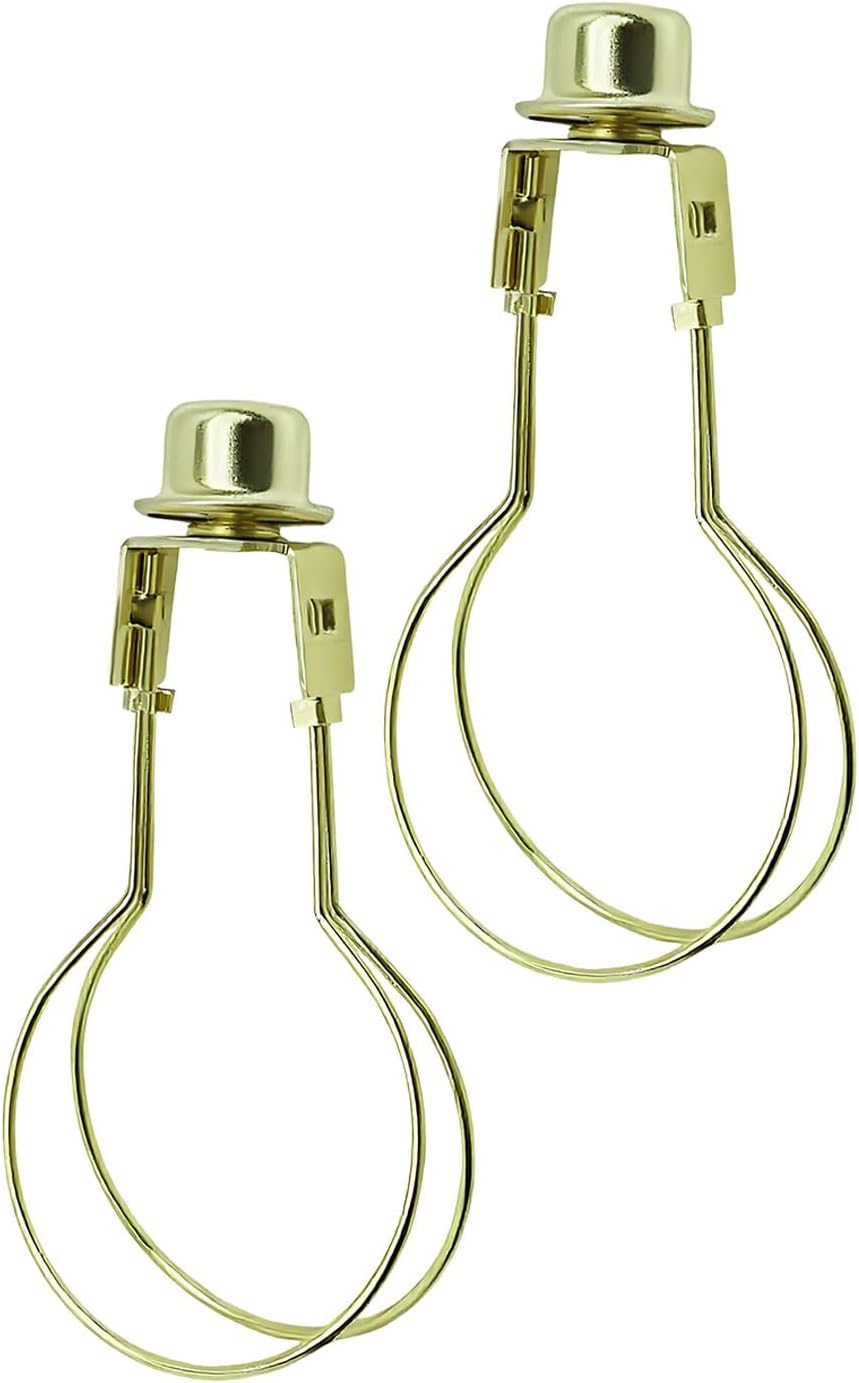 2-Pack Lamp Shade Light Bulb Clip Adapter, Clip on Lampshade Adapter & Clip on Lampshade Light Bulb,High Compatibility and Heat Resistance - Home/Office Lamp Shade Mounting（gold）