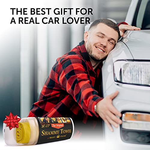 Premium Chamois Cloth For Car Drying - 26”X17” - Super Absorbent Reusable Shammy Towel For Car + Storage Tube - Scratch-Free Car Shammy Towel #TOP5