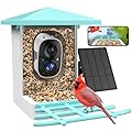 Smart Bird Feeder with Camera, AI Identify 16,000+ Birds, 5W Solar, 170° View, Motion Detection – Ideal Gift for Bird Lovers