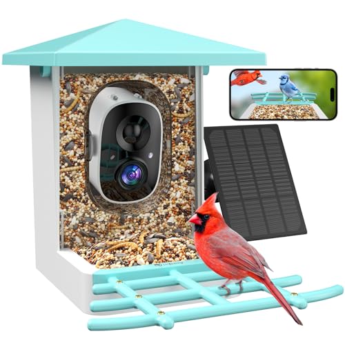 Smart Bird Feeder with Camera, AI Identify 16,000+ Birds, 5W Solar, 170° View, Motion Detection – Ideal Gift for Bird Lovers