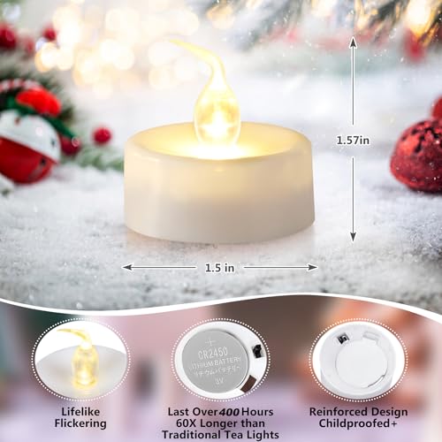 Image of Topstone Flameless LED Tea Lights Candles Battery Operated, 12 Pack | Remote Control Timer with Timer Memory, Manual On Off Switch, Flickering Warm White, Cool to Touch Kid Pet Safe