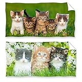 damaloo 2X Badetuch Katze 70x140 aus Baumwolle - Kinder Handtuch Set mit Katzenmotiv für Katzenfans - Katzenhandtuch für Mädchen und Frauen - Badehandtuch, Duschtuch, Strandtuch, Kinderhandtuch