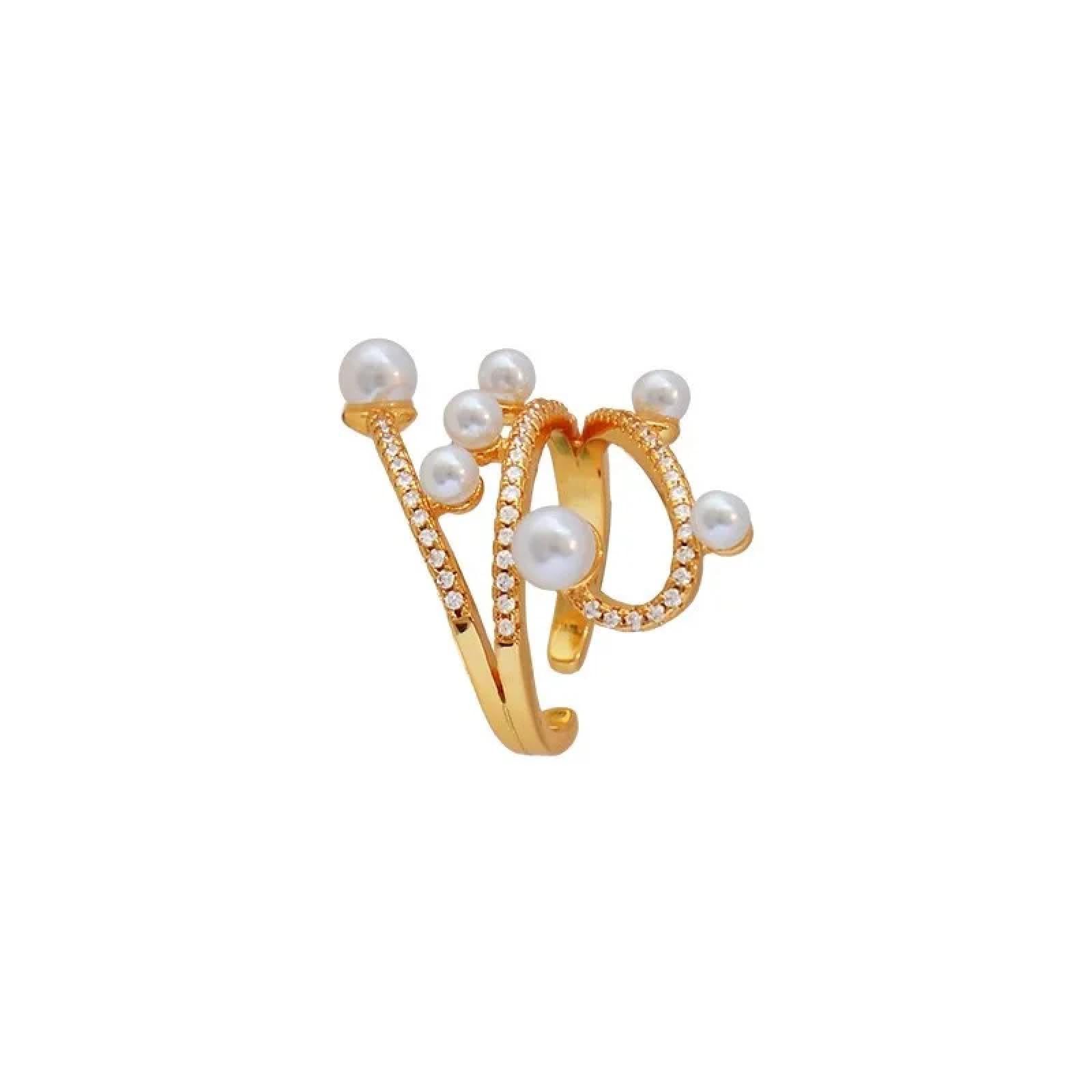 Ring Ringe Damen Bijouterie Herren Offener Ring Mit Geometrischen Linien Und Mehreren Perlen Und Zirkonia Für Damen, Nischendesign, Modischer Trend, Exquisiter Zeigefingerring