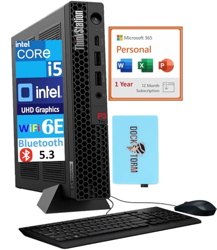 Image of Lenovo ThinkStation P3 Tiny Workstation Mini Desktop (Intel i5-13500, Intel UHD 770 Shared, 32GB DDR5, 2x8TB PCIe SSD (16TB), WiFi 6E, Win 11 Home) w /MS 365 Personal, DKZ USB Port Expander