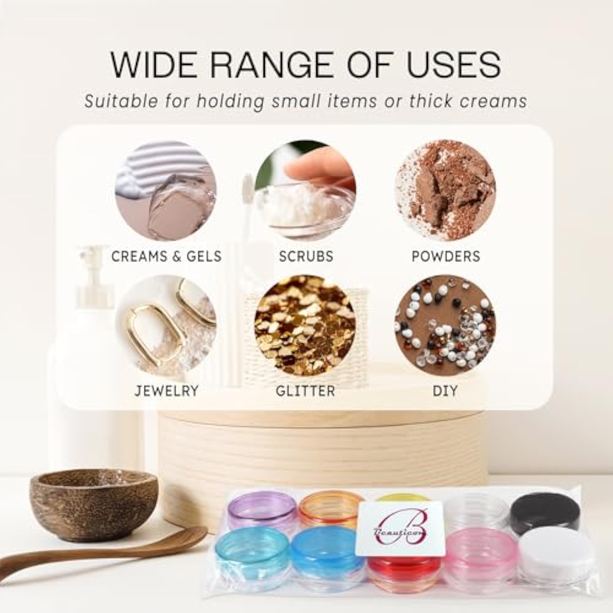 3G Clear Multi Color Lid Plastic Cosmetic Container Jars