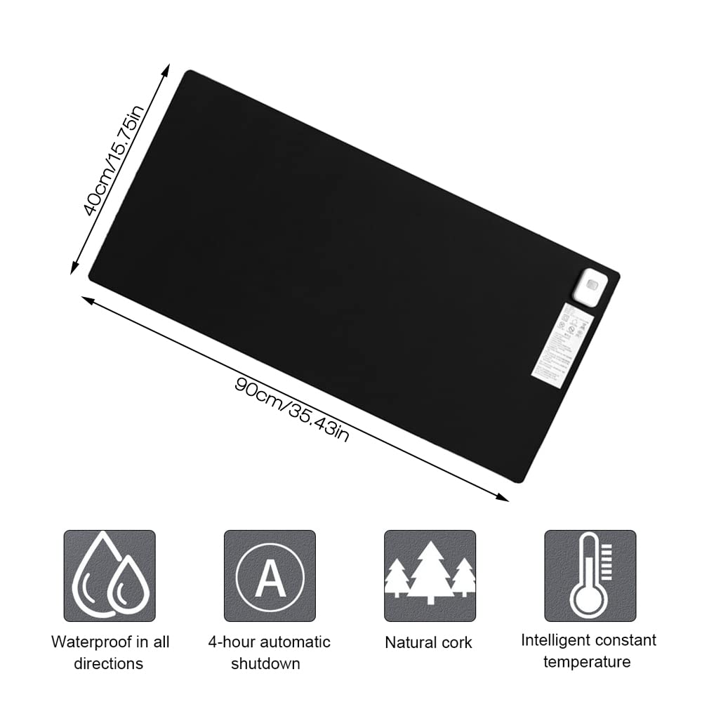 Gobesty Muismat Verwarmd, 90 x 40cm Verwarmde Bureauonderlegger, Muismat Met Verwarming, Leer, Intelligent Digitaal Display, Waterdichte Tafelonderlegger met Touch-Bediening, Voor Kantoor of Thuis