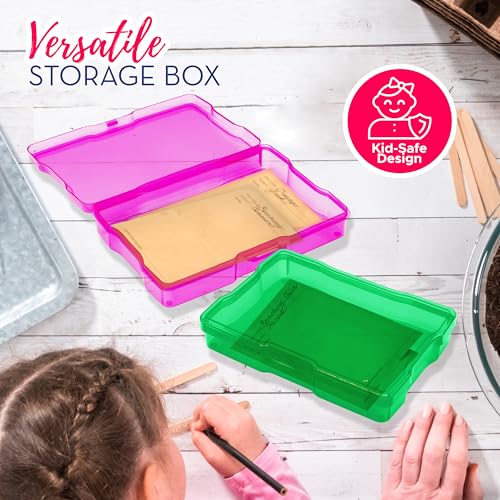 Image of 4E's Novelty 16 Pack Clear Multicolor Photo Box for Crafts, Supplies 4x6 Photo Cases & Photobox, Classroom Storage and Organization Box Plastic Transparent for Scrapbooking Container Organizer