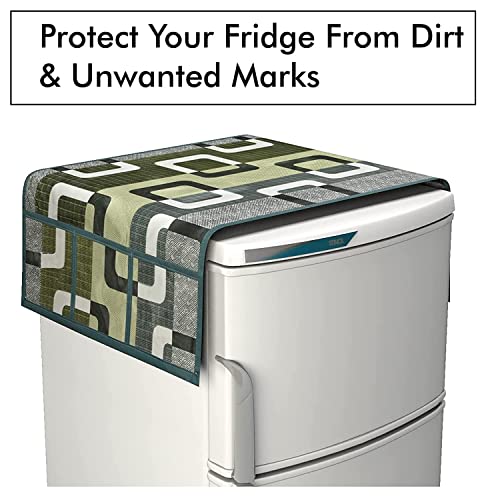 Image of Yellow Weaves Combo of Exclusive Decorative Fridge Top Cover 4 Fridge Mats (5 Piece Set)