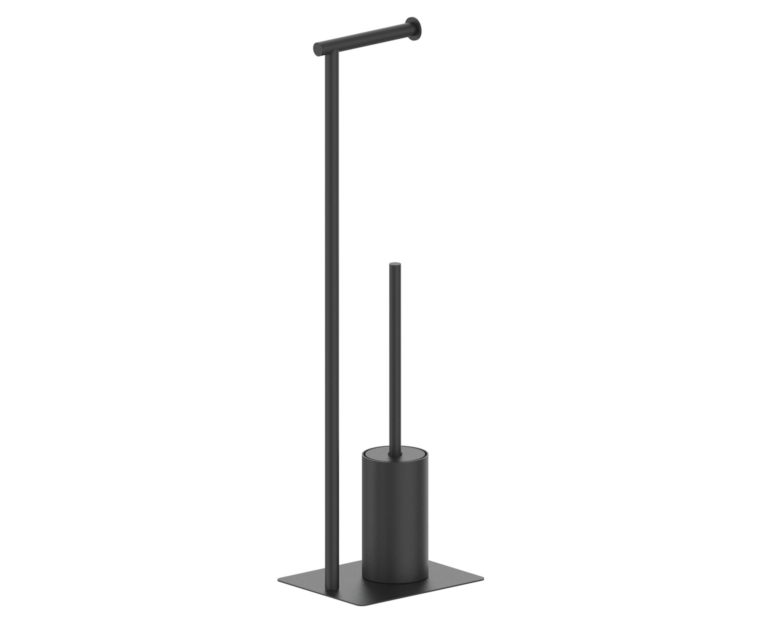 Cosmic Black Toilet Roll Holder With Toilet Brush, Freestanding, Matt