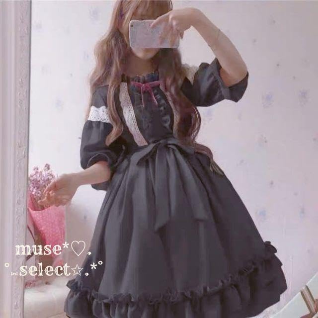 Amazon.co.jp: ロリータ ドレス ワンピース 黒 ゴスロリ 地雷系