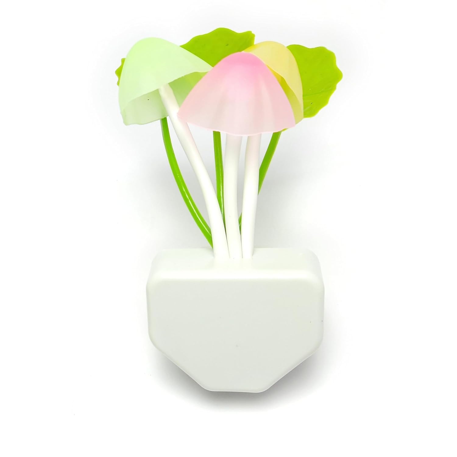 WAYRON LED Flower & Lotus Leaf Mushroom Night Lamp | Auto On/Off Sensor | Multicolour Glow | Power-Saving Night Light for Bedroom, Kids Room, Living Room, Home Decor