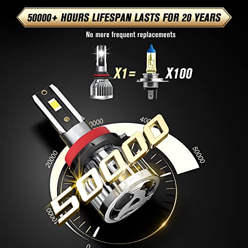 Image of Fit For SILVERADO 1500 2500 HD 3500 HD (2007-2015) 9005 High Beam + H11 Low Beam LED Headlight Bulbs, 350% Brightness, 6500K Cool White,Pack of 4