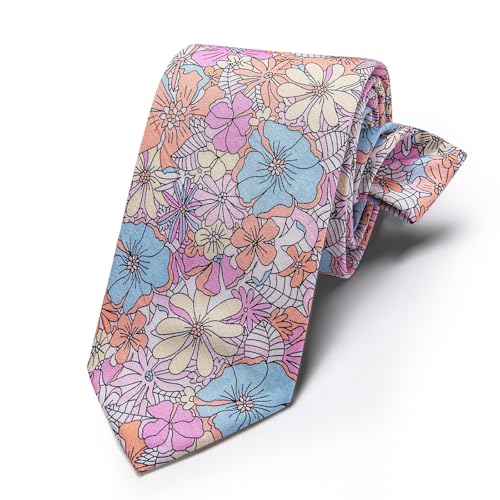 Image of Barry.Wang Mens 6 PCS Ties Silk Striped Paisley Check Floral Necktie Silky Woven Wedding Business Party Ties 3.34 inch
