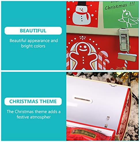 Angoily 1Pcs Christmas Tinplate Biscuits Canister, Retro Tin Elk Airtight Metal Biscuit Tin with Handle, Xmas Tin Cookie Snack Jars for Small Treats Candies Chocolate Gift Cards