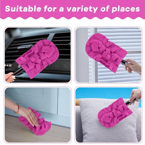 Image of Zubebe 6 Pcs Reusable Duster Refills Fleece,Peach Red | Soft Polyester Fiber Flat Duster Refill Multi Surface Washable Cleaning Pad Tools for Home, Blinds, Car, Pet, Furniture, Fans