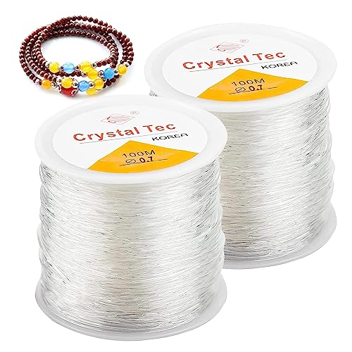 dogmoon Crystal Elastic Beading Thread, 2PCS 0.7mm Bracelet String Cord