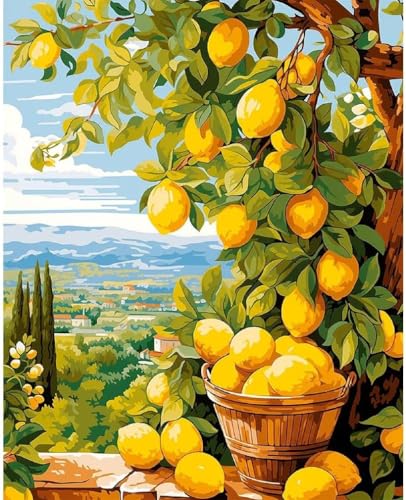 Lemon Tree Paint by Numbers Kit for Adults DIY Oil Painting on Canvas Home Wall Art Decor Beginner Friendly Digital Number Art 16x20 Inch